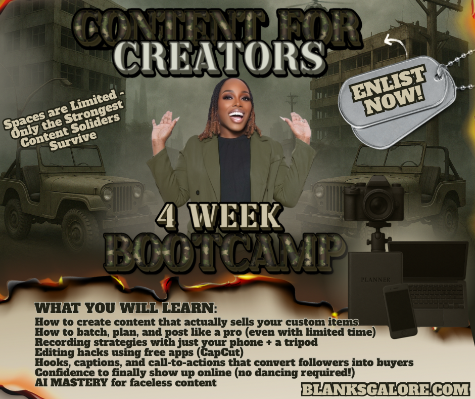 CONTENT FOR CRAFTERS 4 WEEK BOOTCAMP June 16th - July 11th