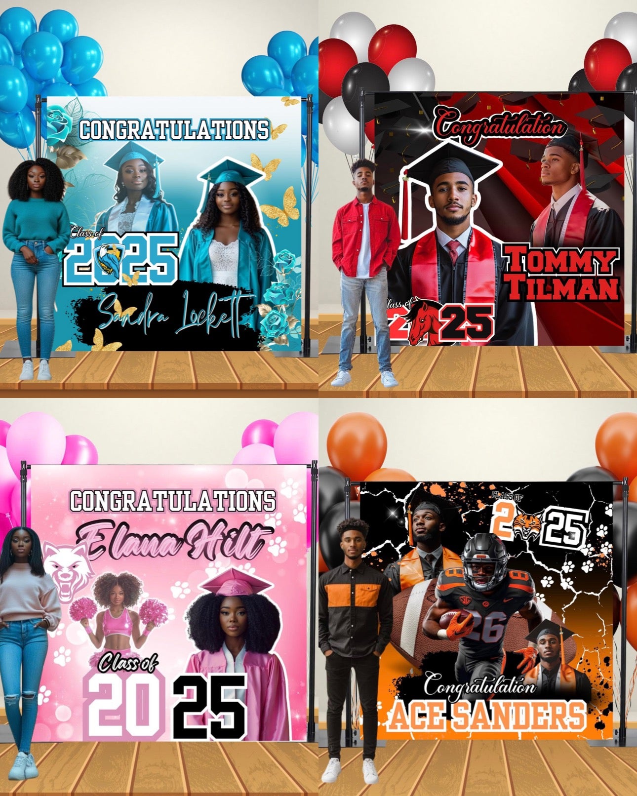 GRADUATION BANNER 4 PC EDITABLE DESIGN