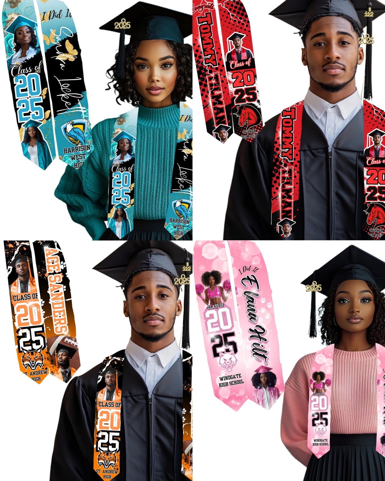 GRADUATION STOLE 4 PC DESIGN BUNDLE