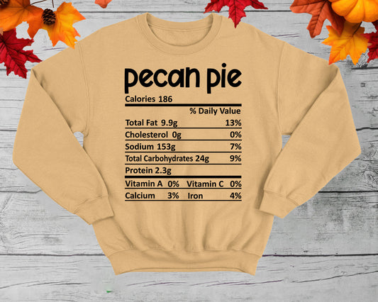 Pecan Pie - Thanksgiving Nutrition Label/ DTF Transfer 10” width