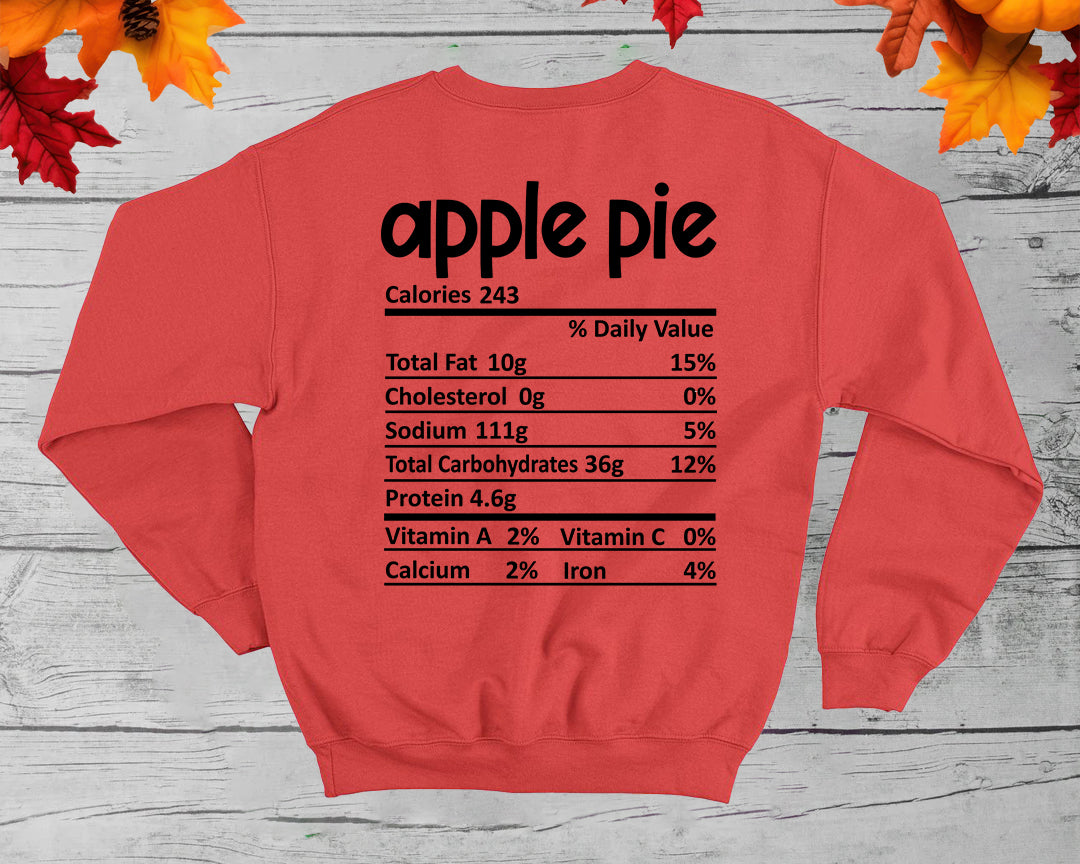 Apple Pie - Thanksgiving Nutrition Label/ DTF Transfer 10” width