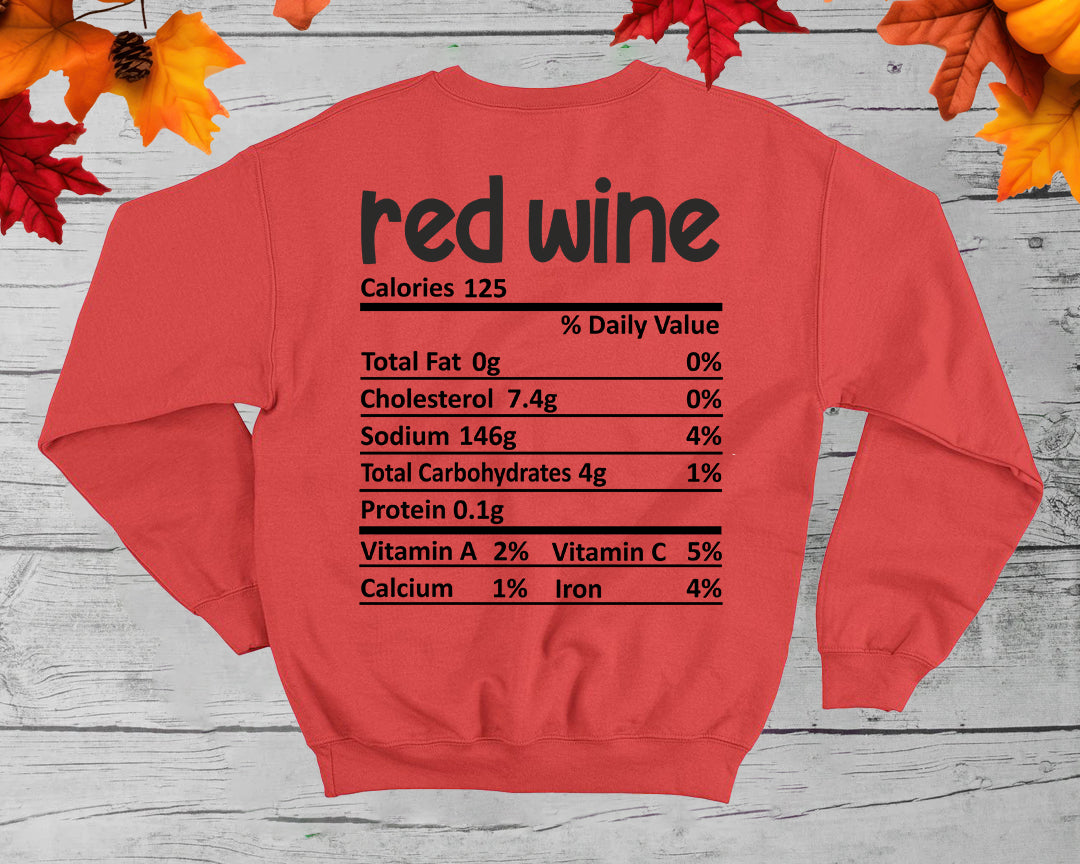 Red Wine - Thanksgiving Nutrition Label/ DTF Transfer 10” width