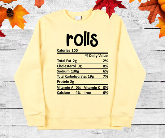 Rolls - Thanksgiving Nutrition Label/ DTF Transfer 10” width