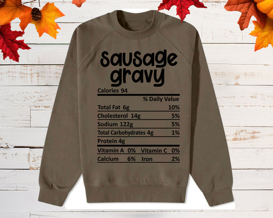 Sausage Gravy - Thanksgiving Nutrition Label/ DTF Transfer 10” width