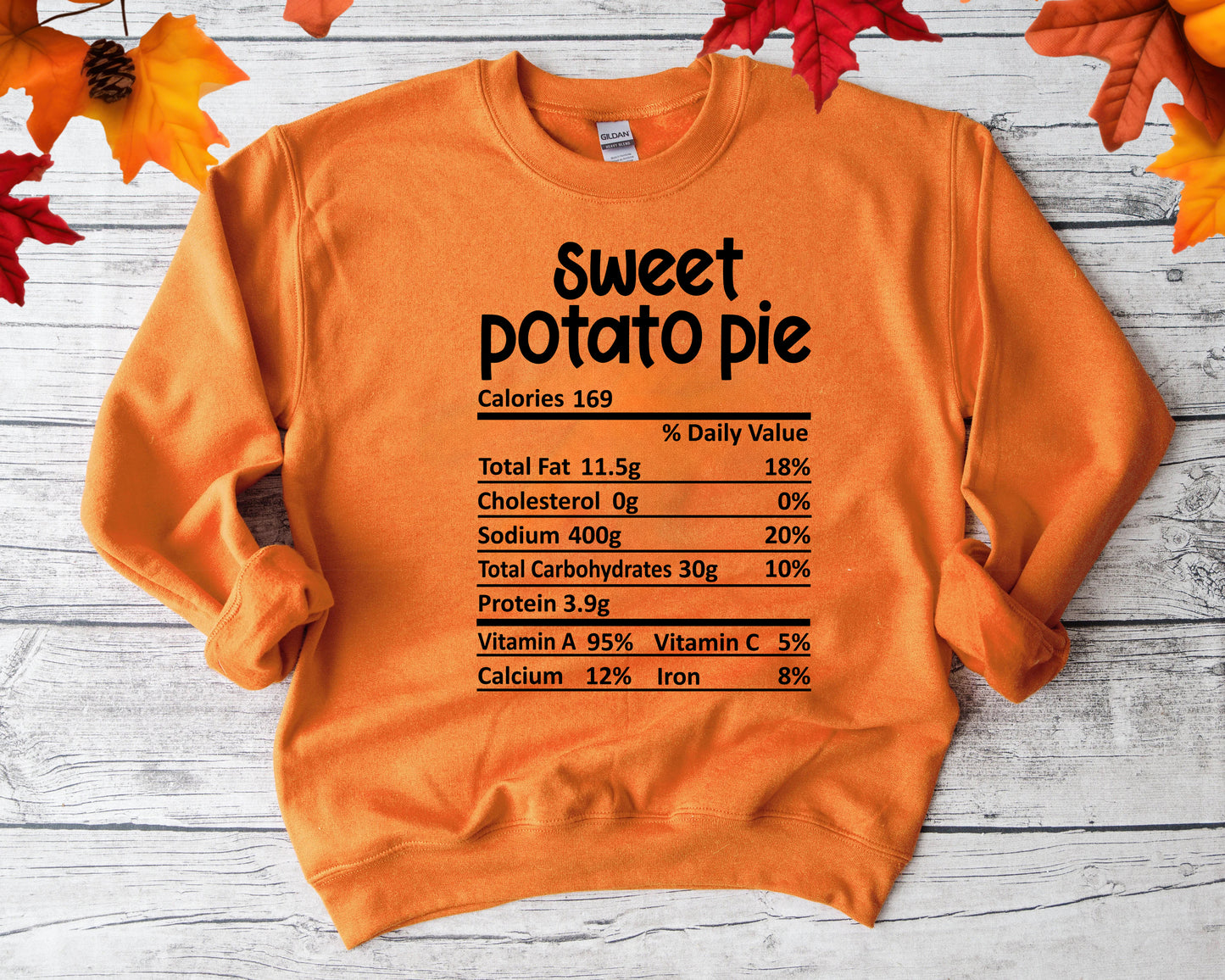 Sweet Potato Pie- Thanksgiving Nutrition Label/ DTF Transfer 10” width