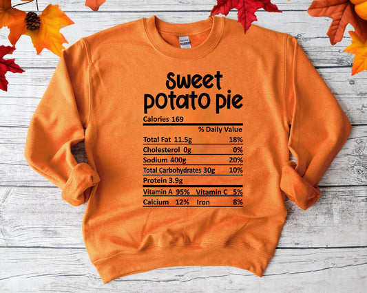 Sweet Potato Pie- Thanksgiving Nutrition Label/ DTF Transfer 10” width