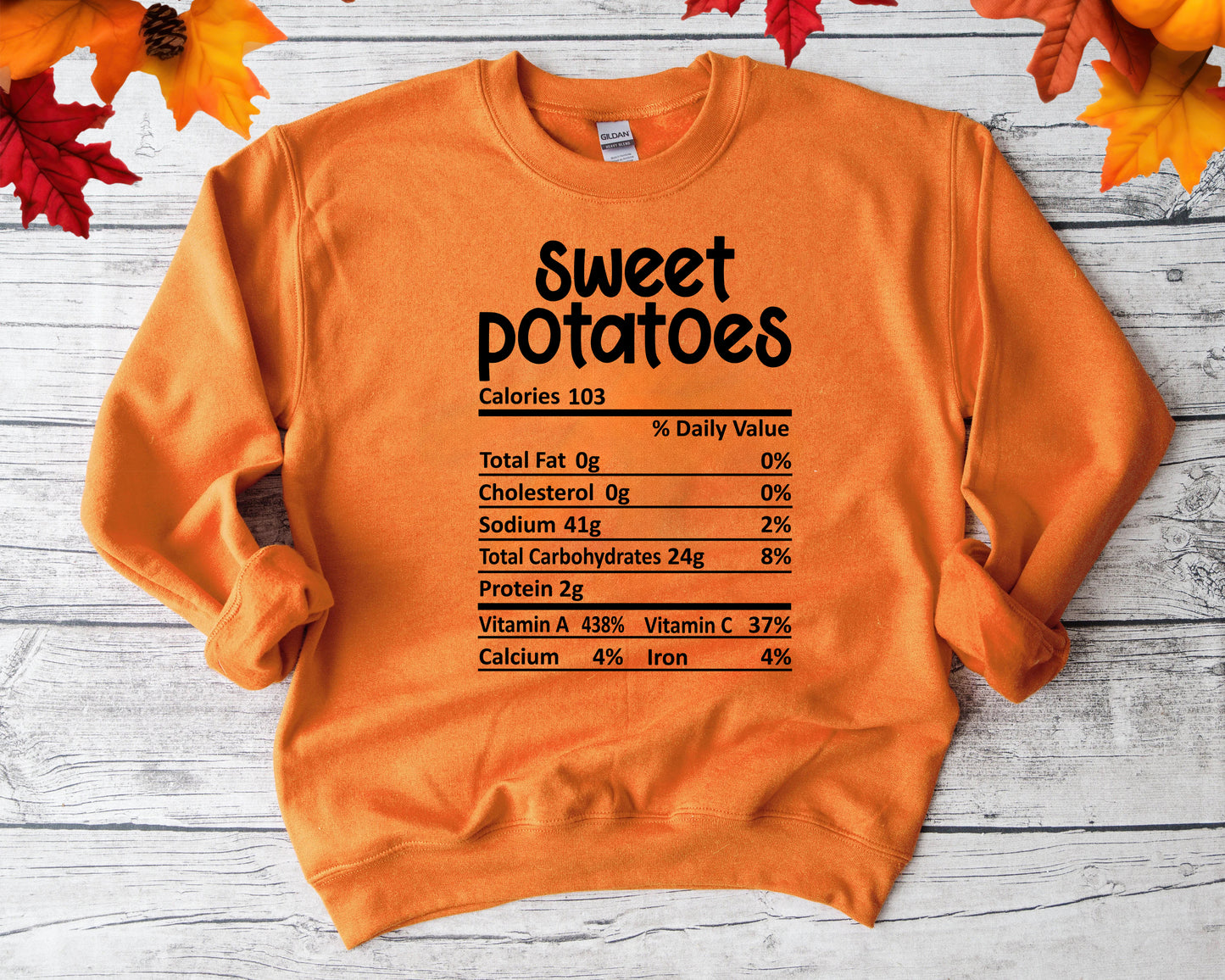 Sweet Potatoes - Thanksgiving Nutrition Label/ DTF Transfer 10” width