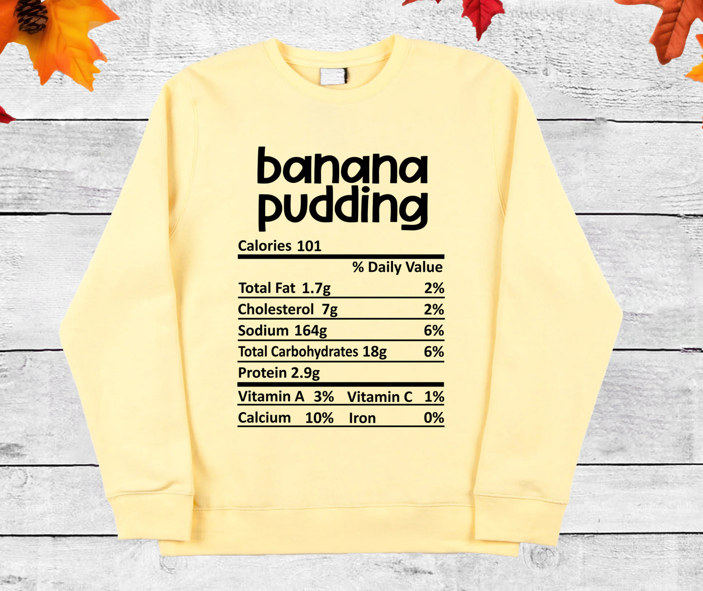 Banana Pudding - Thanksgiving Nutrition Label/ DTF Transfer 10” width