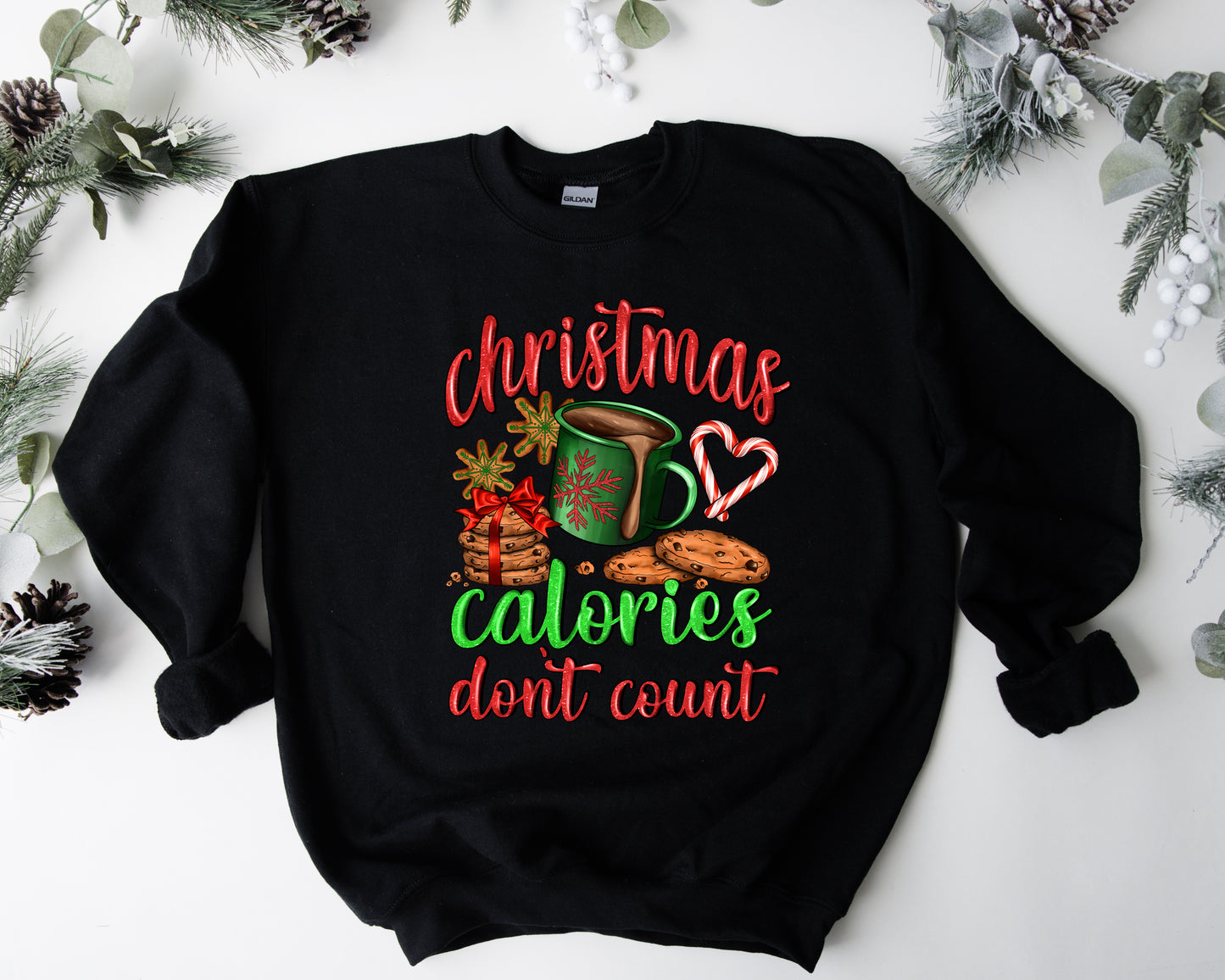 Christmas Calories Don't Count / DTF Transfer 10” width (D23)