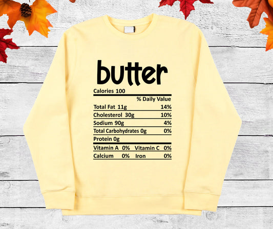 Butter - Thanksgiving Nutrition Label/ DTF Transfer 10” width