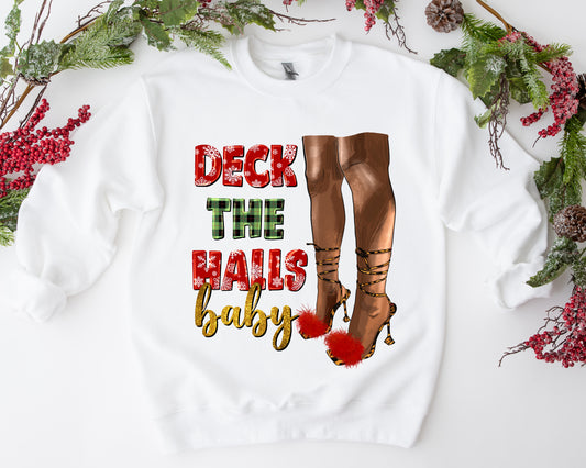 Deck The Halls Baby / DTF Transfer 10” width (D8)