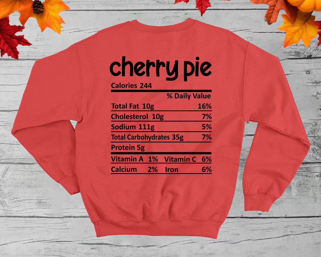 Cherry Pie - Thanksgiving Nutrition Label/ DTF Transfer 10” width