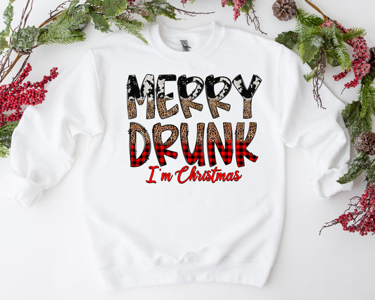 Merry Drunk, I'm Christmas/ DTF Transfer 10” width (D13)