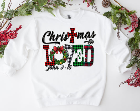 Christmas Loved John 3:16 / DTF Transfer 10” width (D14)