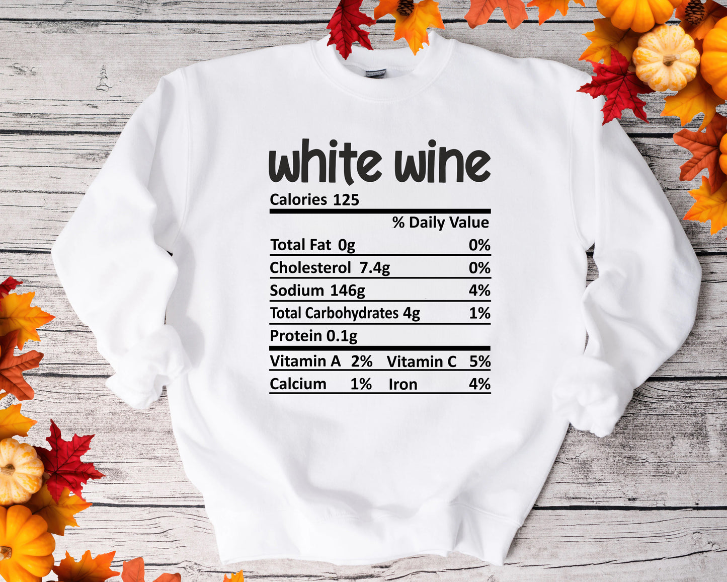 White Wine - Thanksgiving Nutrition Label/ DTF Transfer 10” width