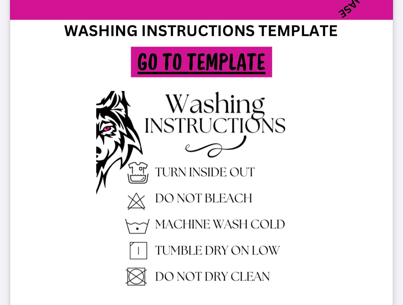 DTF Transfers Pressing & Washing Instructions Editable Template