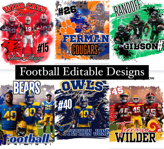 Football Editable Canva Designs For Sports Moms (6 editable designs)