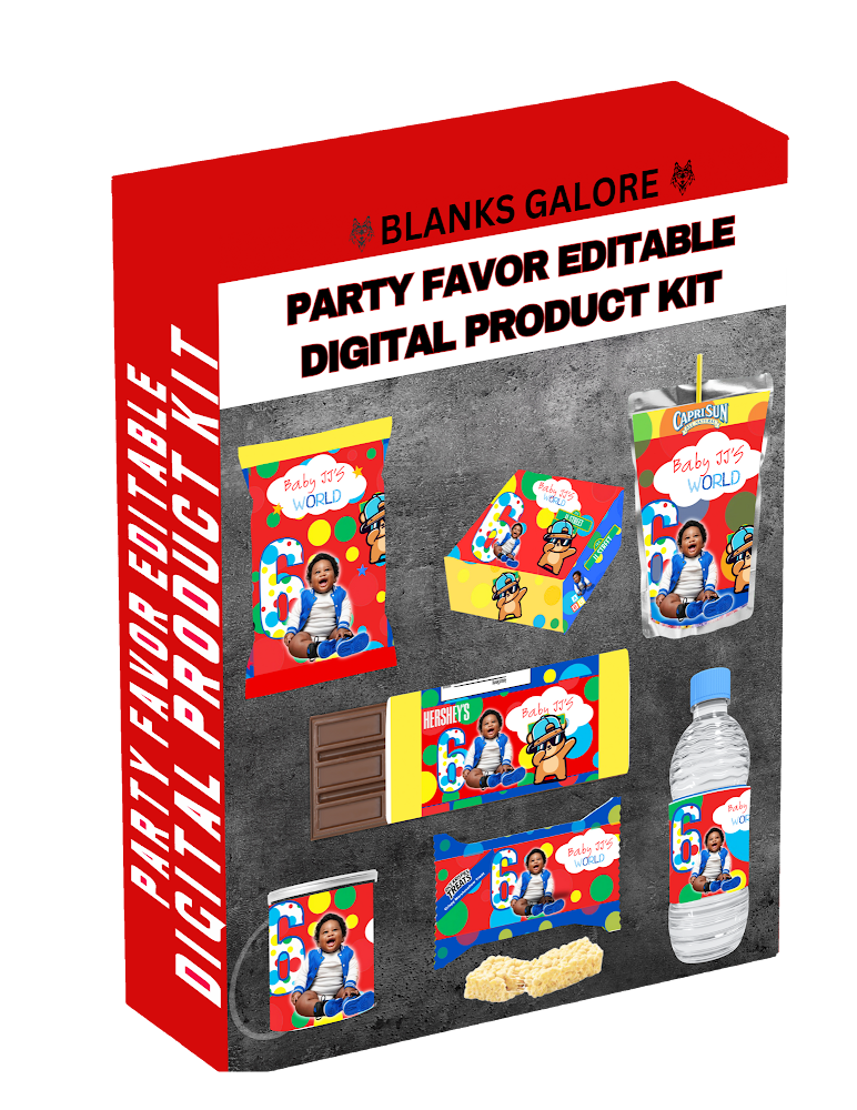 Party Favor Digital Editable Kit For Canva (With private label resell rights)