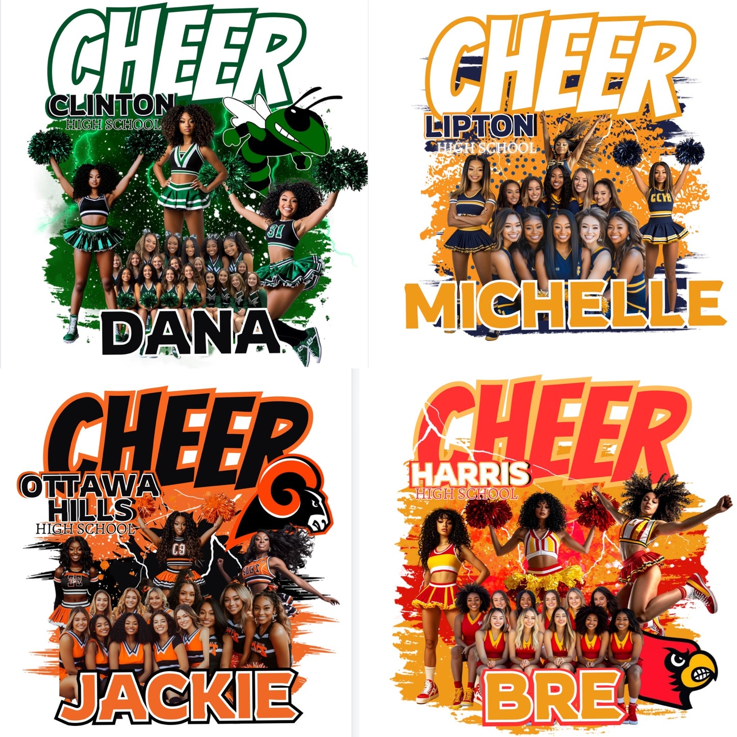 Cheerleader Editable Canva Designs For Sports Moms (16 editbale designs)