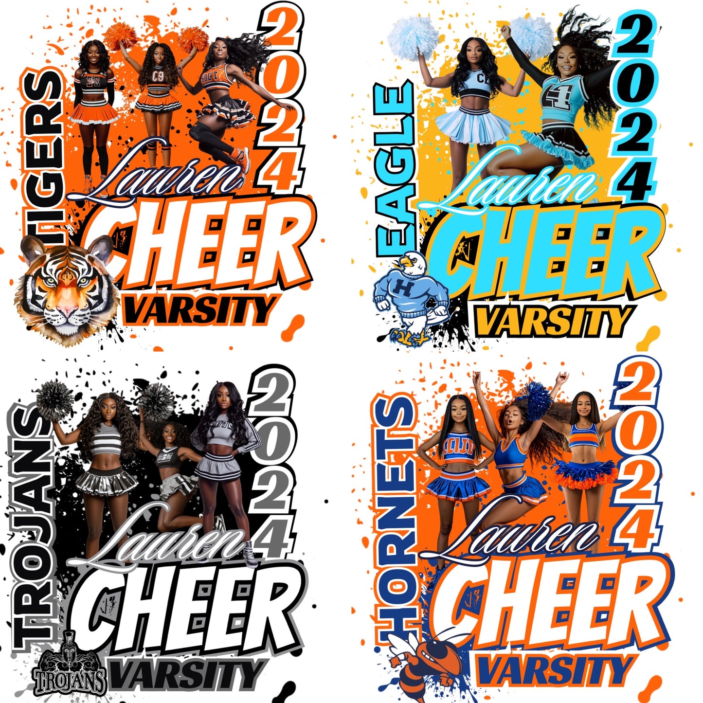 Cheerleader Editable Canva Designs For Sports Moms (16 editbale designs)