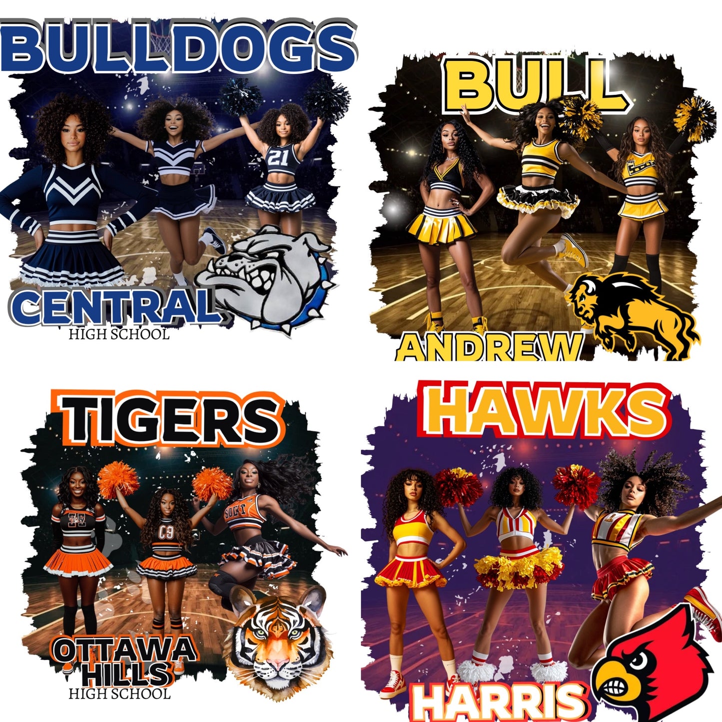 Cheerleader Editable Canva Designs For Sports Moms (16 editbale designs)