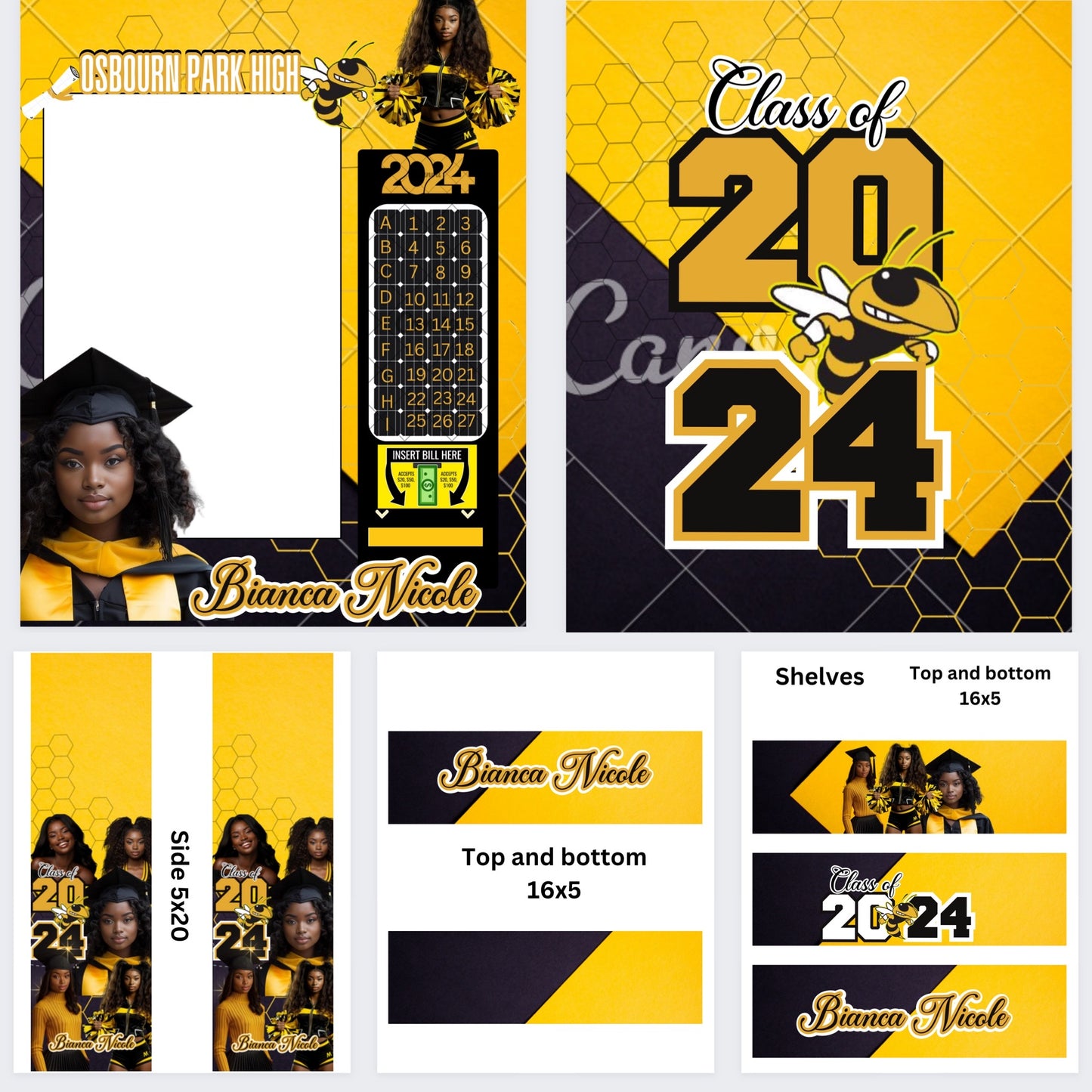 Grad Editable Vending Machine Template & Design (Canva Yellow)