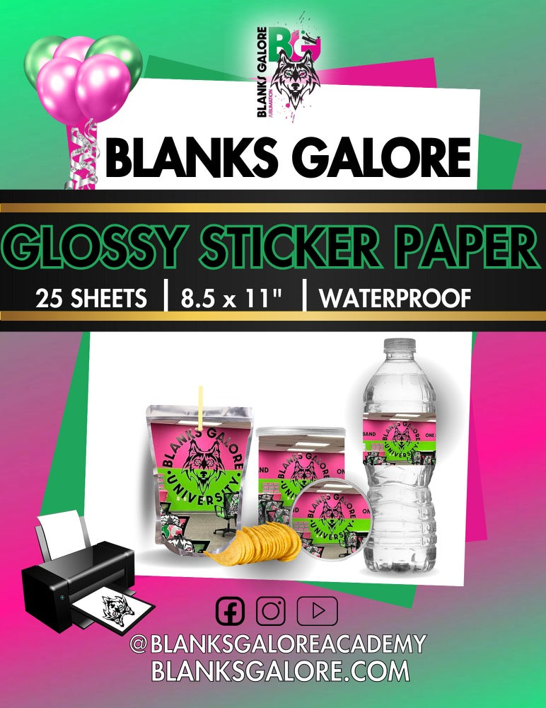 BG Glossy Inkjet Sticker Paper |  8.5x11 Inches | 25 Sheets ( RESTOCK NOV 25)