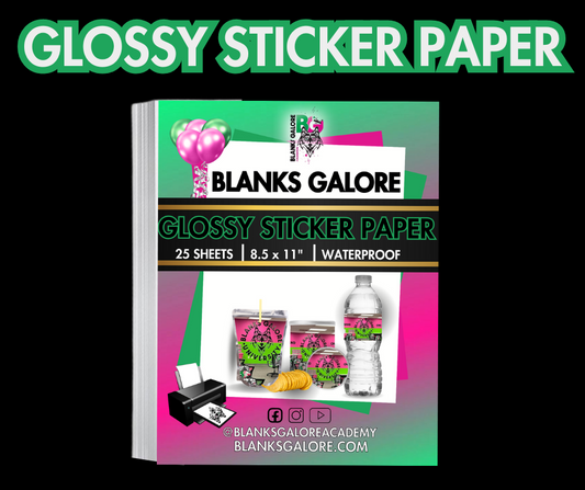 BG Glossy Inkjet Sticker Paper |  8.5x11 Inches | 25 Sheets