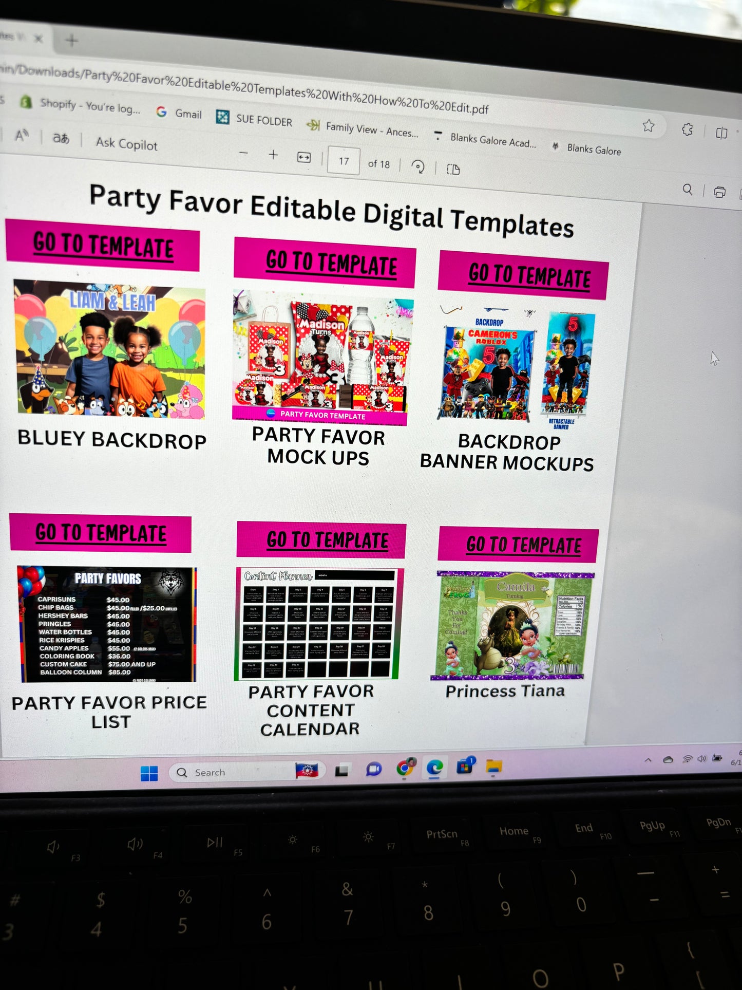 Party Favor Digital Editable Kit For Canva (With private label resell rights)