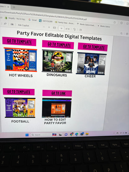 Party Favor Digital Editable Kit For Canva (With private label resell rights)