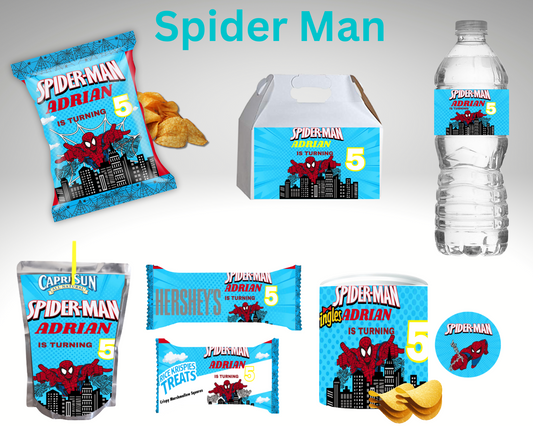 Spider Man Bundle Party Favor Canva Design & Templates (7 editable templates and designs)