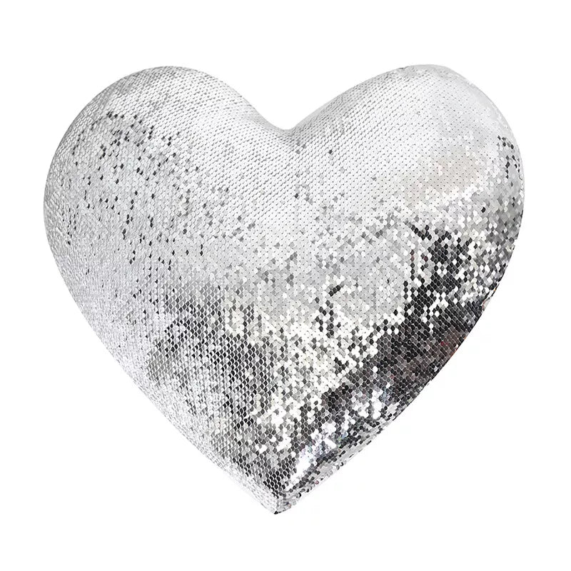 Sequin heart pillow sublimation